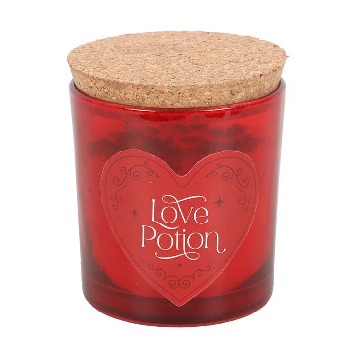 Red Jasper Crystal Candle with Raspberry Scent "Love Potion" for Valentine's Day