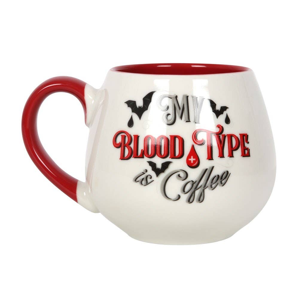 Mug rond gothique vampire « My Blood Type is Coffee » pour Halloween
