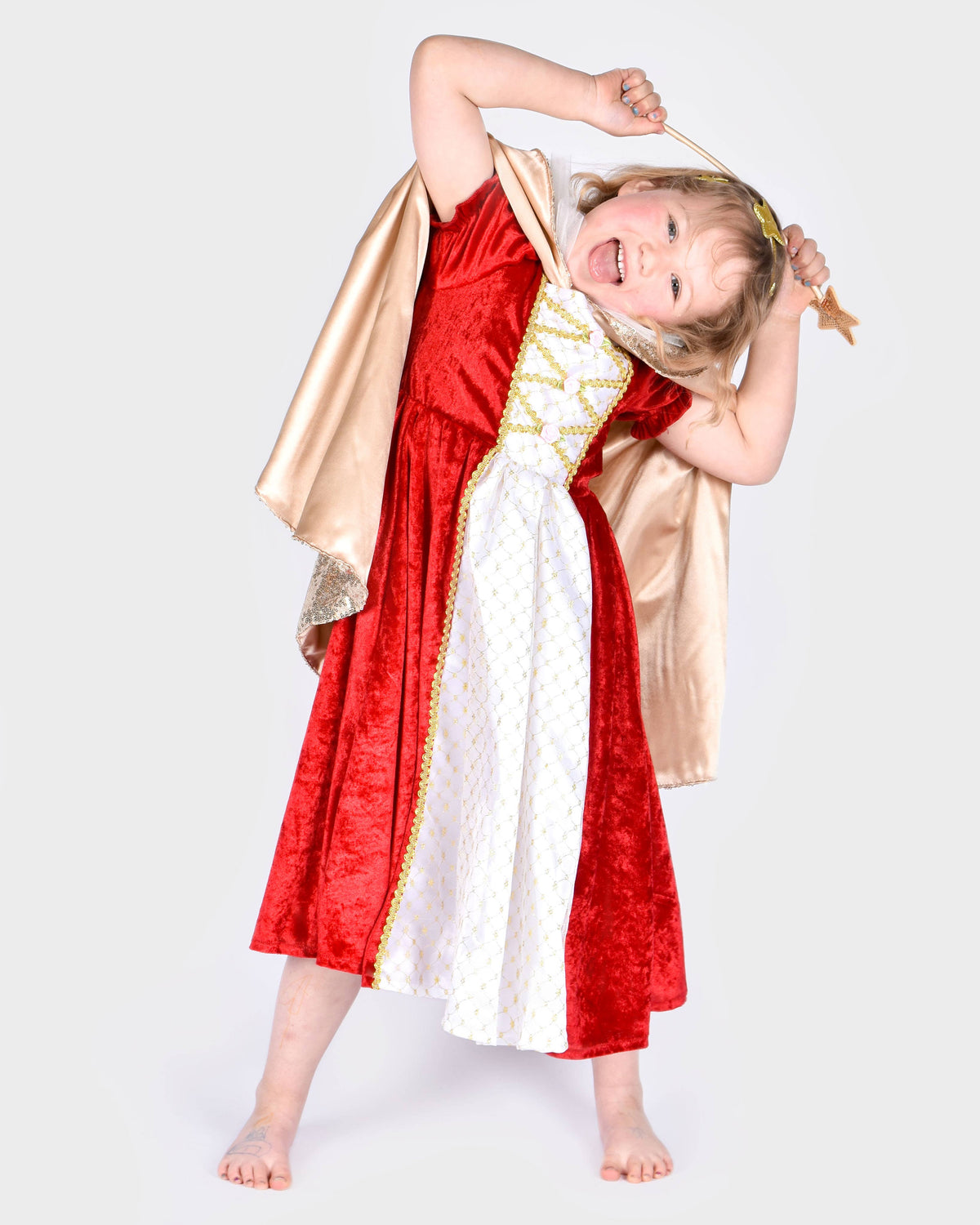 Gold sequin cape with headband and magic wand 3-8 years