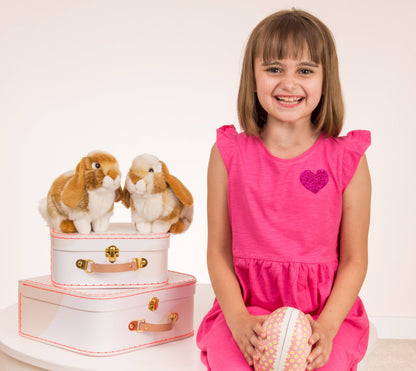 Peluche Lapin belier assis marron clair/blanc