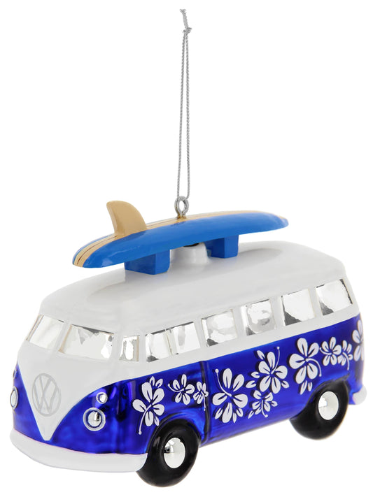VW T1 Bus Surf Edition Glass Christmas Decoration