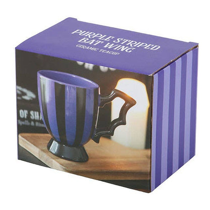 Purple &amp; Black Striped Tea Cup – Bat Wing Handle