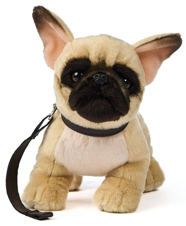 Bouledogue français (beige) - Jouet en peluche avec laisse Uni Toys
