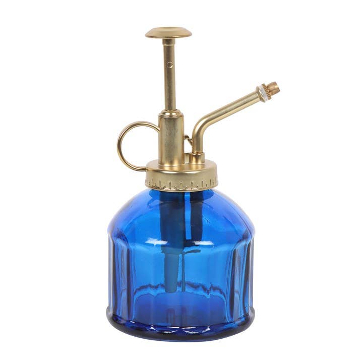 Petit vaporisateur en verre bleu pour plantes