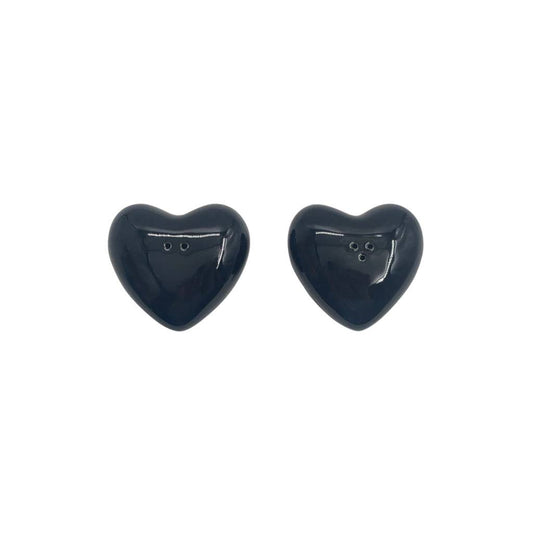 Black heart salt and pepper set L7 W6.5 H2cm