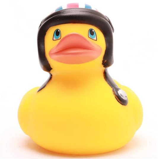 Canard avec Casque de moto