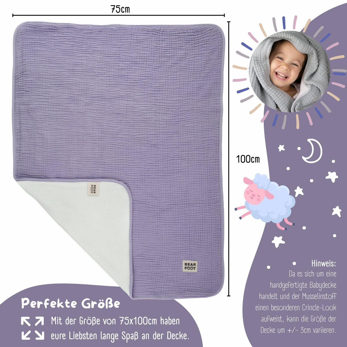 Baby blanket muslin fleece blanket fluffy soft - purple