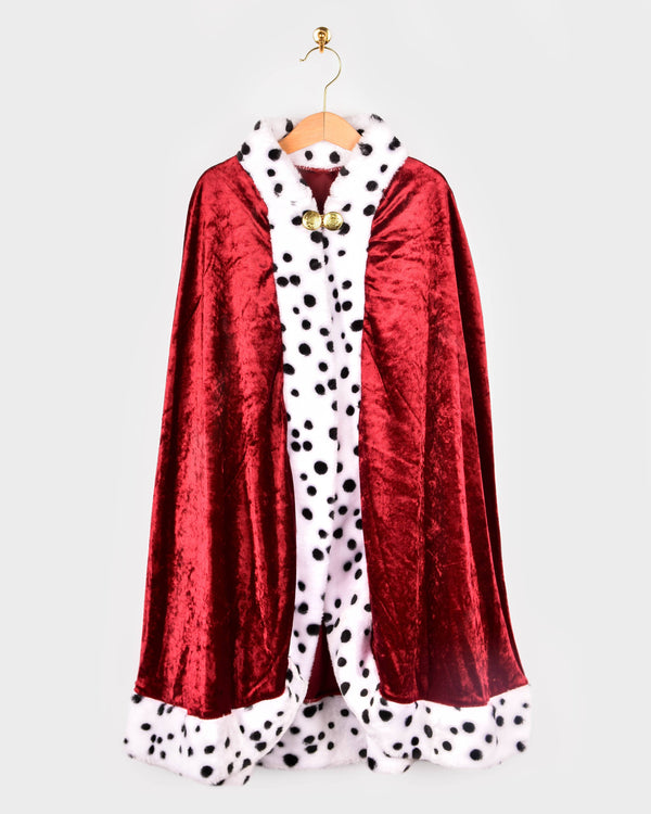 Red velvet king's cape for children aged 4-8 years, sizes 98-128 cm