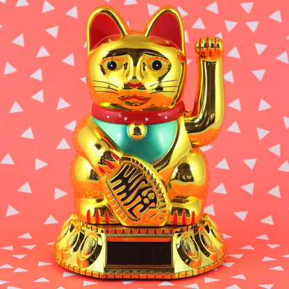 Golden solar lucky cat 18cm