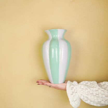 Flower vase - Pleated vase - Ceramic - Lilac/Green - 16.5x16.5x29.5 cm