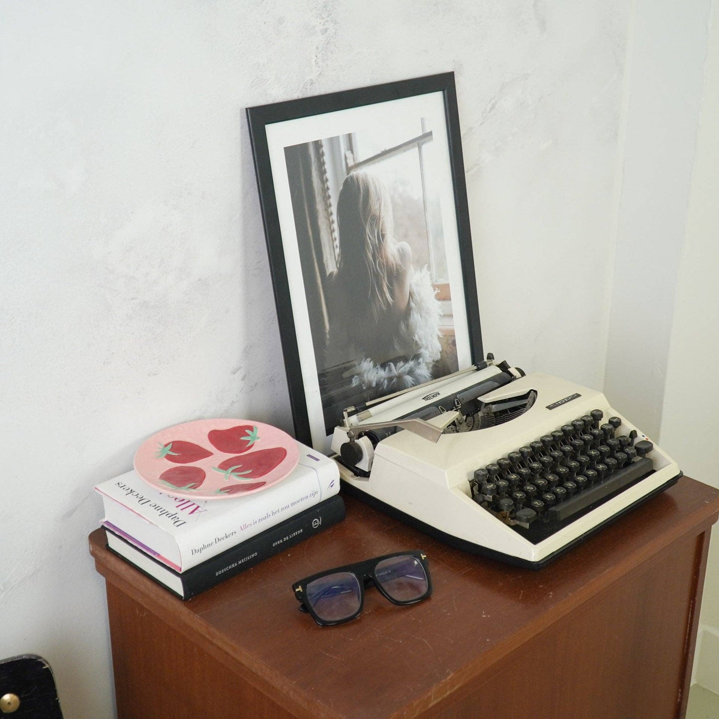 Assiette déco - Fraises - Rose/Rouge - 17,5x17,5x2cm