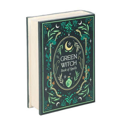 Green witch's book-shaped storage box