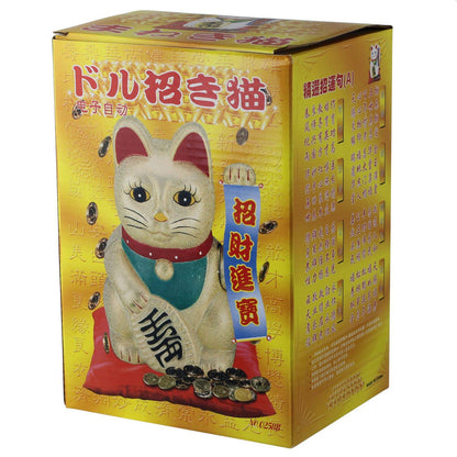 Maneki-neko lucky cat, undulating cat, 20 cm, white