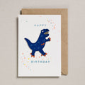 Carte de Vœux avec Patch - Dinosaure Bleu