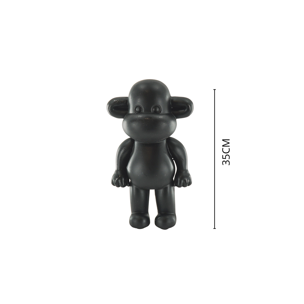 Ornament - Monkey Figurine 'The Legend' - Polyresin - Black - 20.5x13.5x35cm