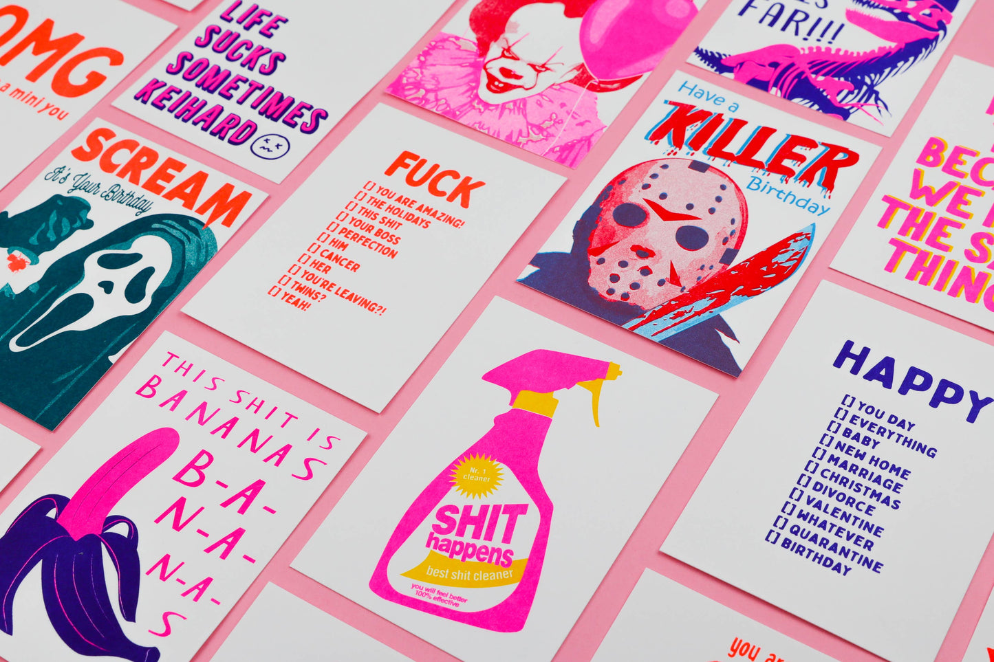 Carte Postale Rhizographie Spray Nettoyant “Shit Happens”