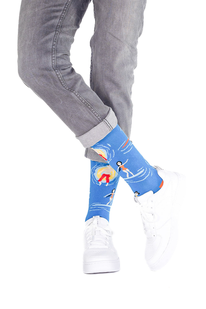 Chaussettes De Piscine En Coton Bio Sans Couture Bleues