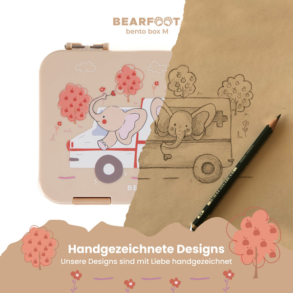 Kids' Lunch Box with Compartments, Lunchbox, Bento Box - Elephants