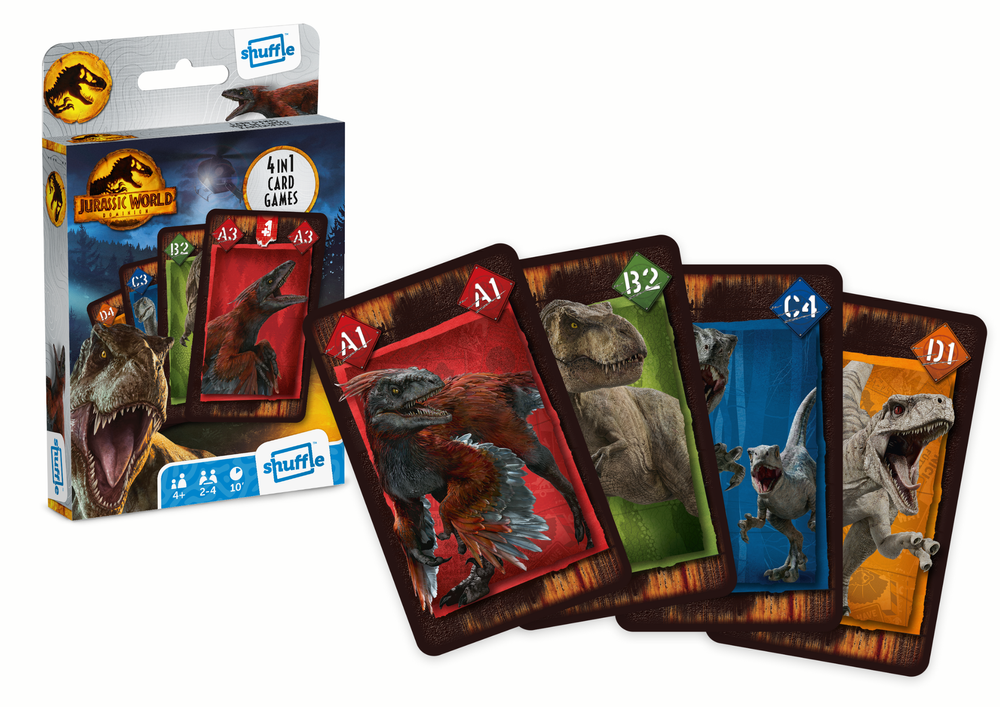 Jeu de Cartes Shuffle - 4 in 1 - Jurassic Wolrd