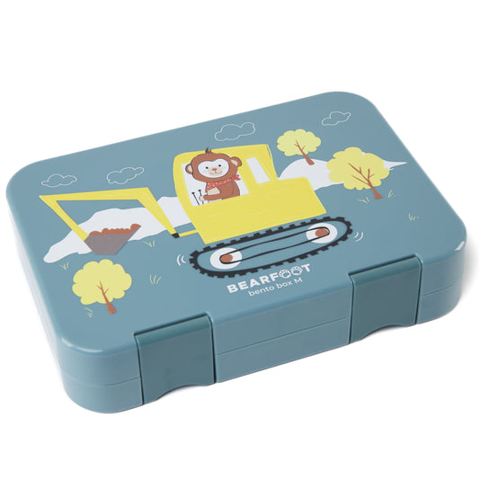 Kids' lunch box with compartments, Bento box - Blue monkey