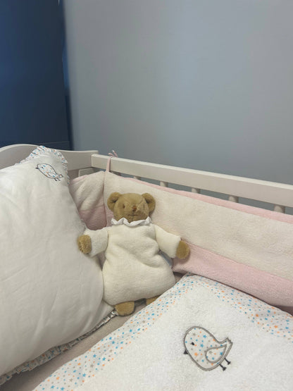 Ours Nid d'Ange Doudou avec Hochet  - Peluche Ivoire