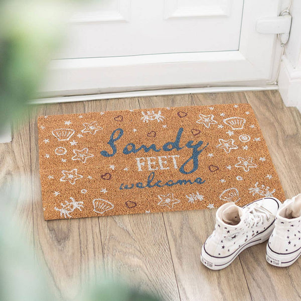 "Natural Sandy Feet Welcome" Beach Doormat