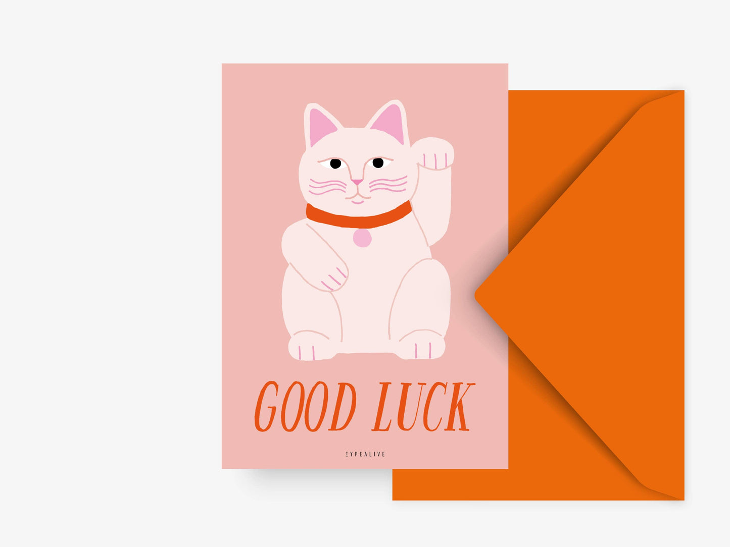 Carte de vœux - Chat Chanceux "Good Luck"