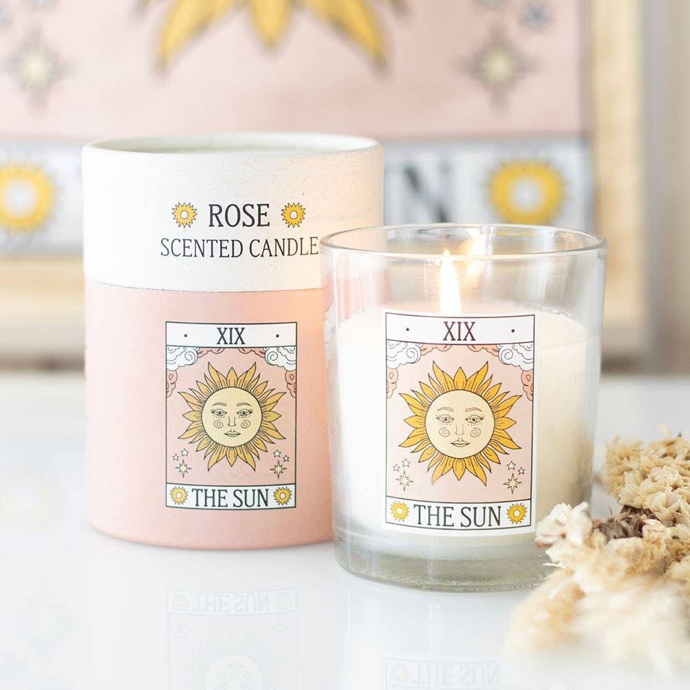 Bougie Rose Carte de Tarot Vintage Soleil