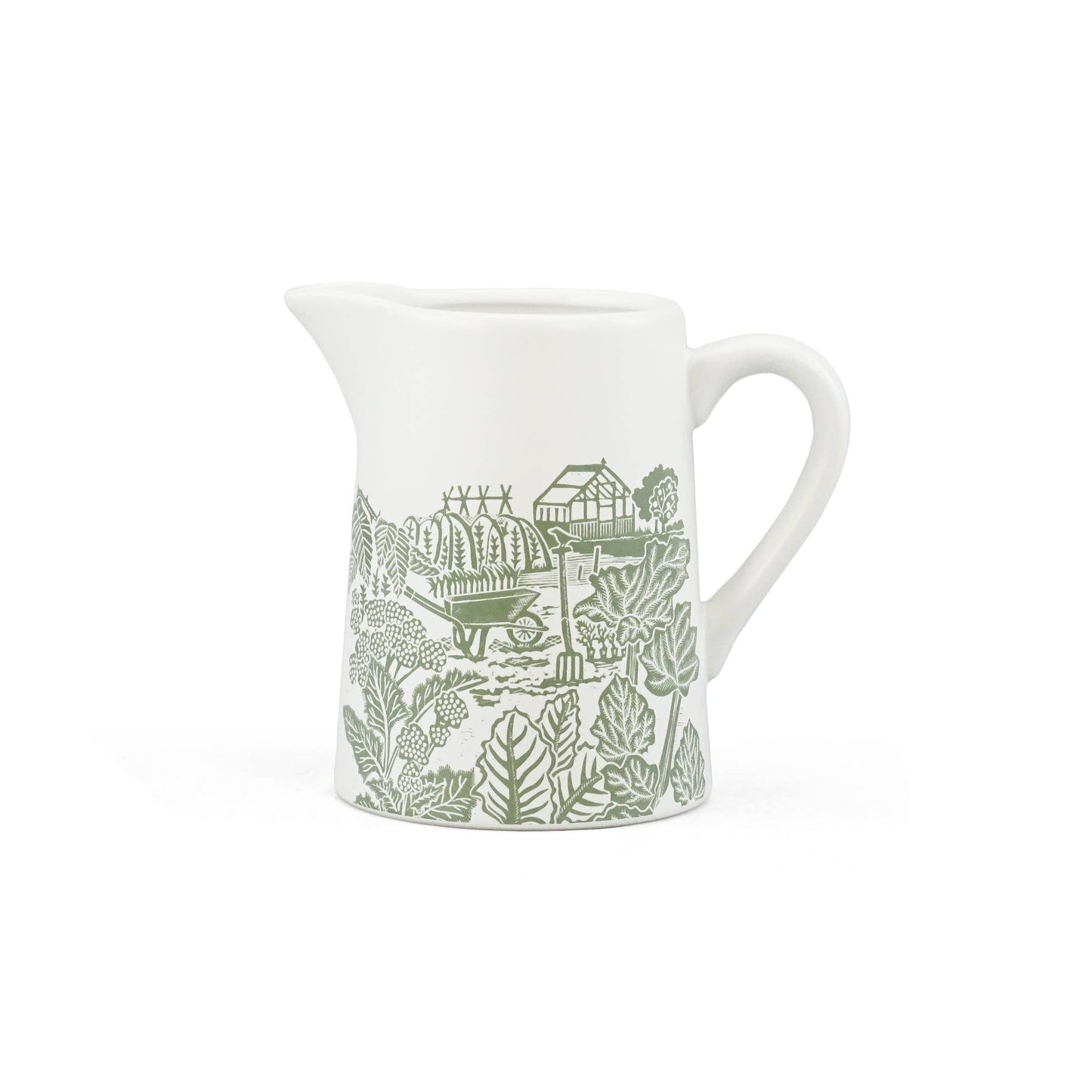 Acorns Thistles Woodland green ceramic jug