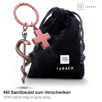 Porte-clés Bâton d'Esculape avec croix médicale