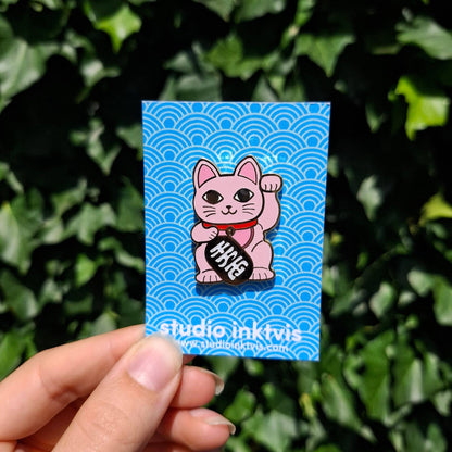 Pink Lucky Cat Pin