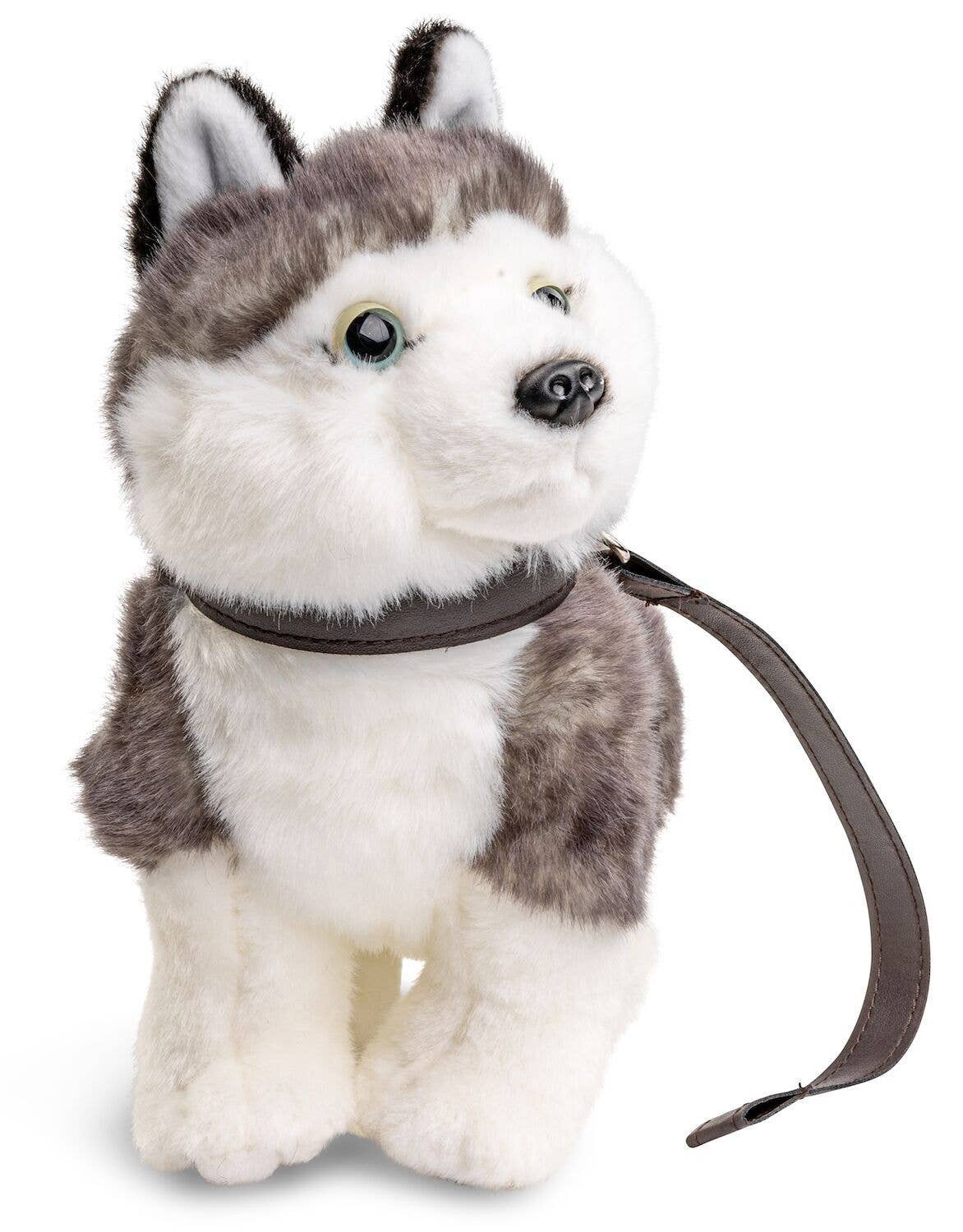 Peluche chiot husky avec laisse