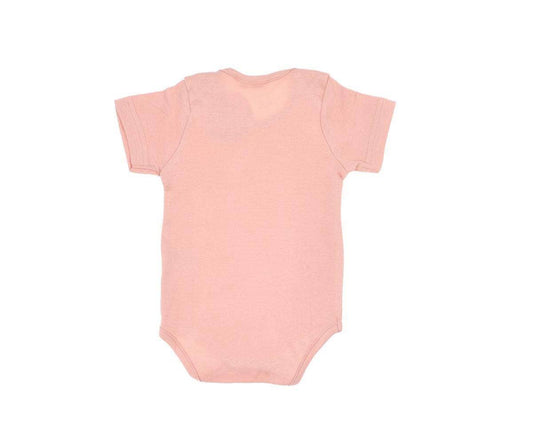 Tutete short-sleeved baby bodysuit with pink leaves