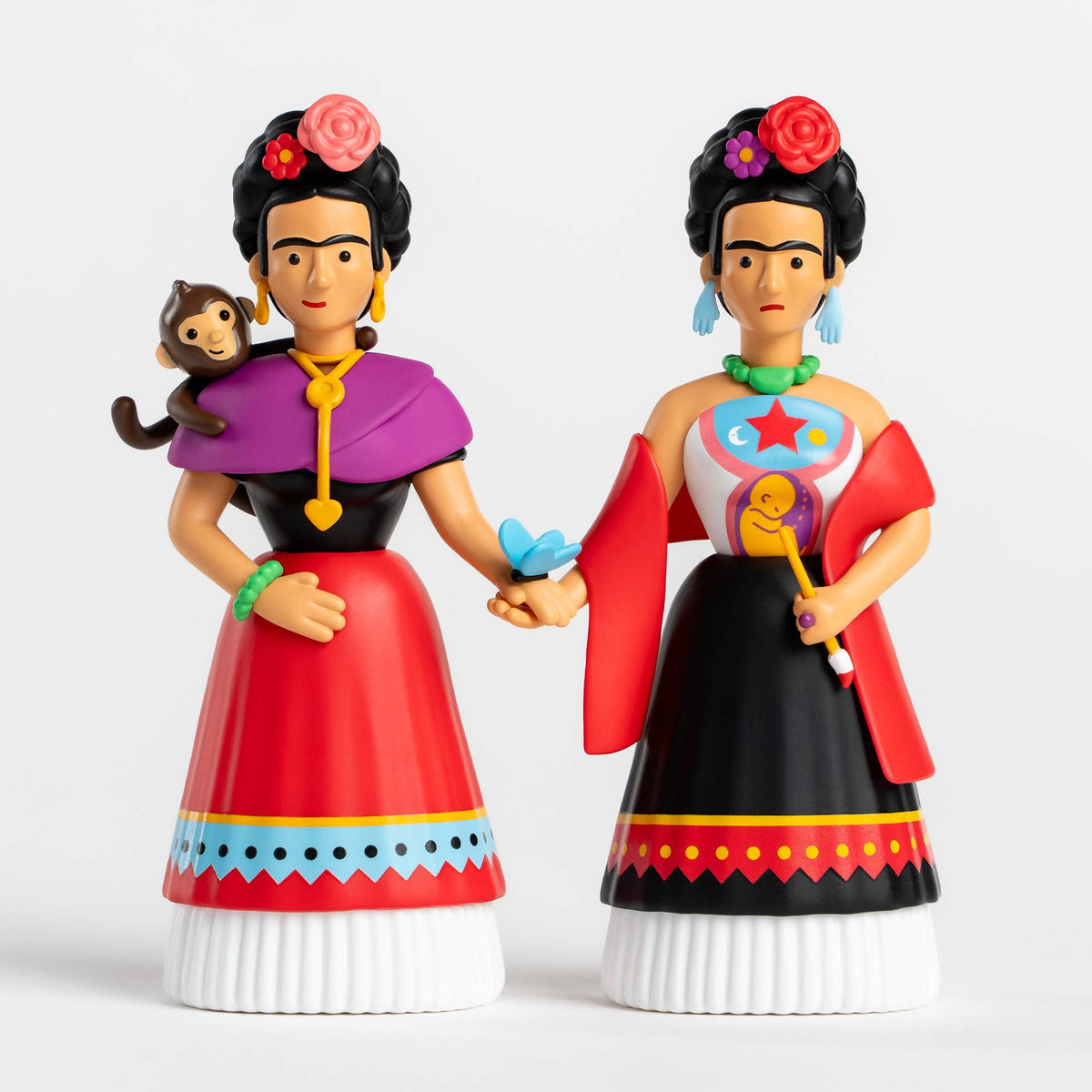 Set di due statuette da collezione Frida Kahlo - Artista Messico Regalo Kahlo