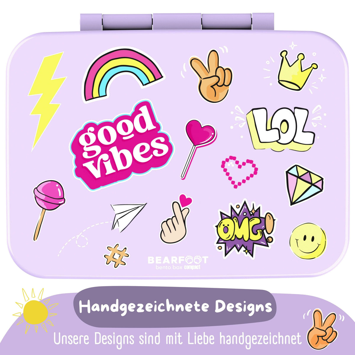 Lunchbox with compartments, lightweight & leak-proof - purple sticker