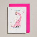Carte de Vœux avec Patch - Dinosaure Rose