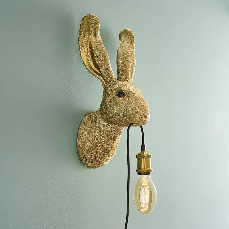 Applique murale Hasi, résine polyuréthane dorée, 22 x 19 x 46 cm