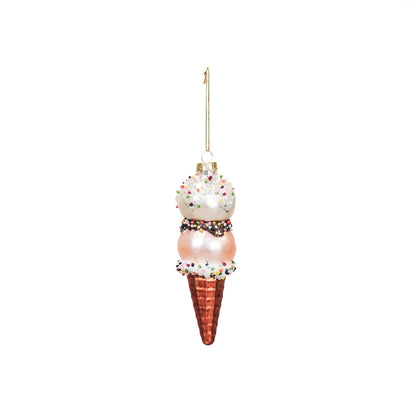 Strawberry Vanilla Ice Cream Cone Christmas Ball