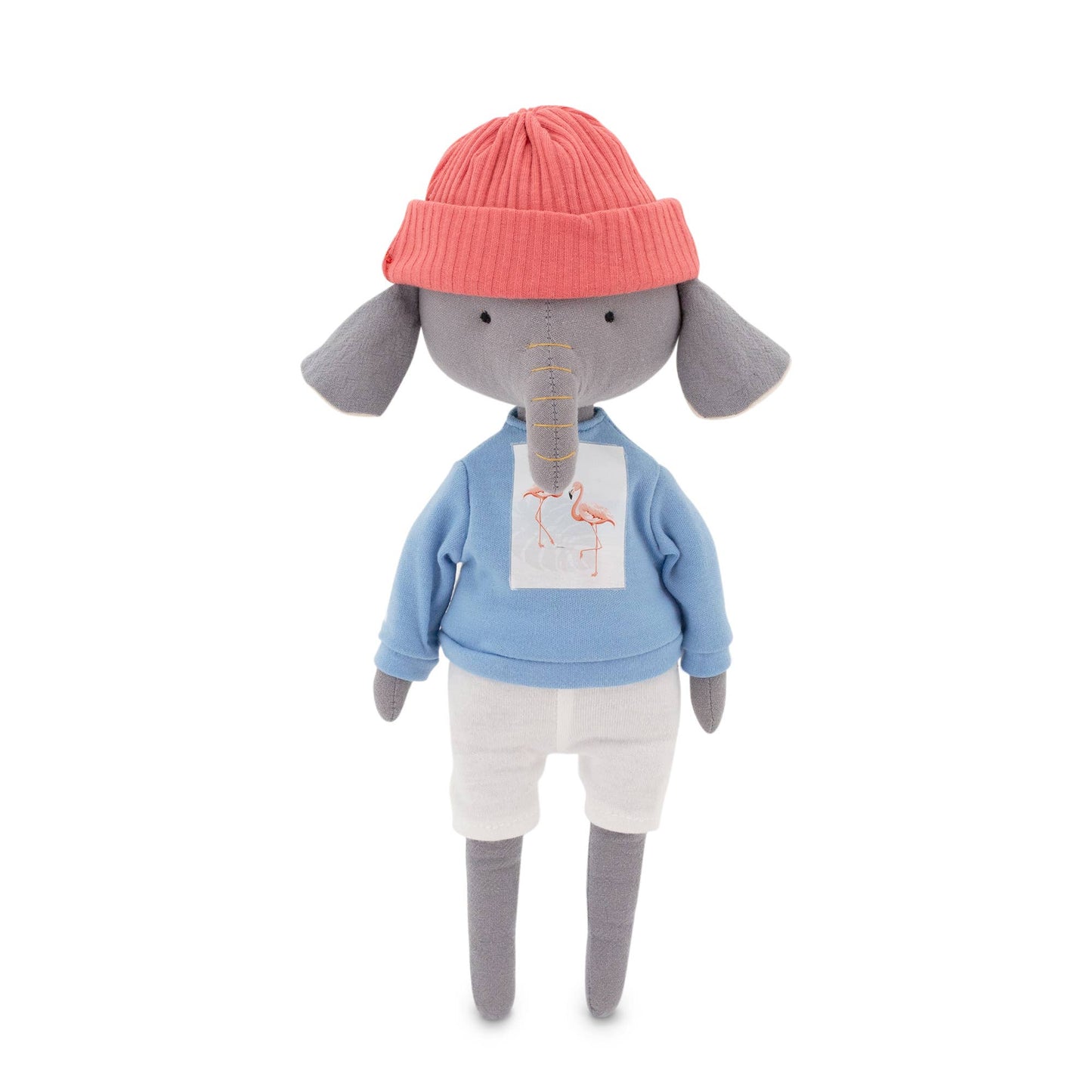 Peluche Alice l’éléphant avec tenue t-shirt bleu et queue de sirène - 29 cm