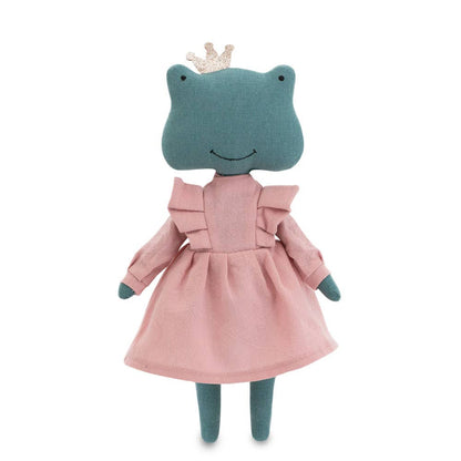 Peluche en coton Fiona la grenouille robe rose - 29 cm - 0+