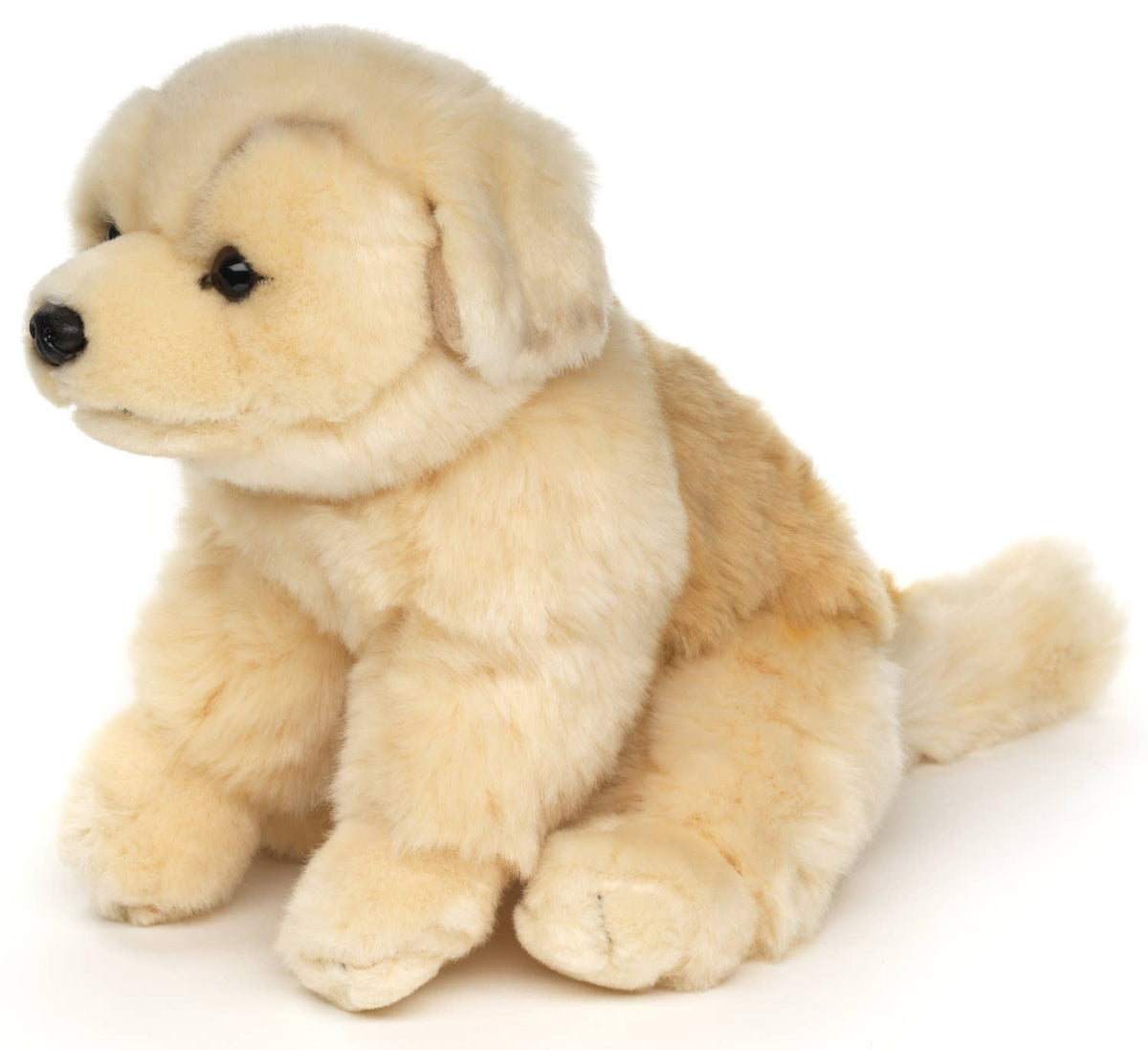Plush golden retriever puppy sitting