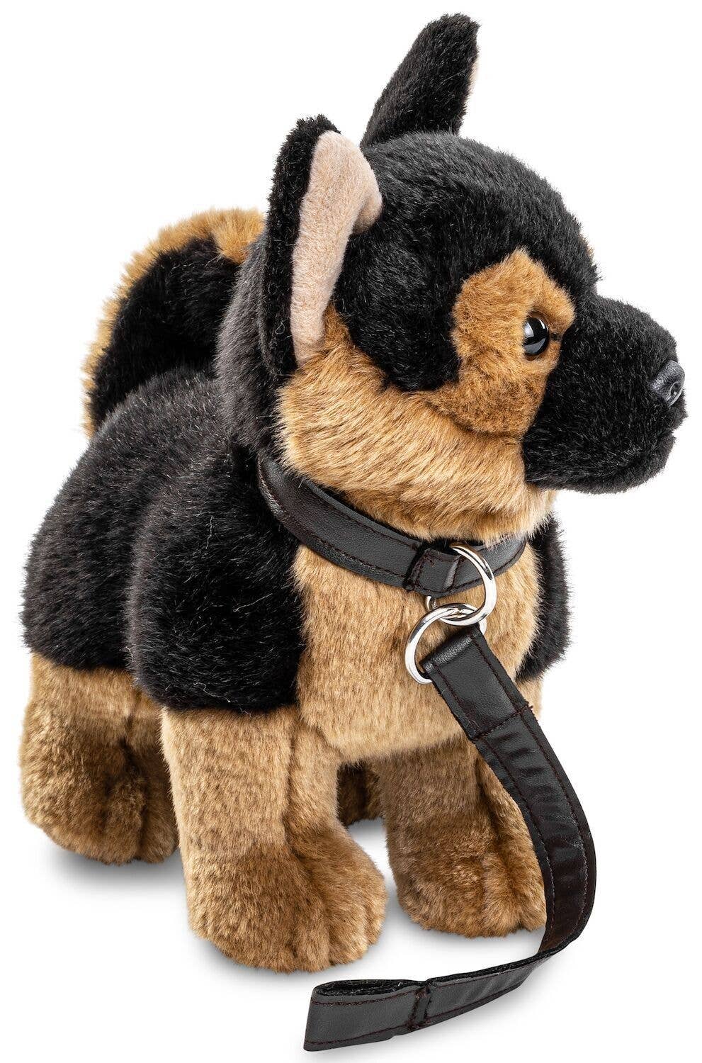 German Shepherd puppy plush with leash