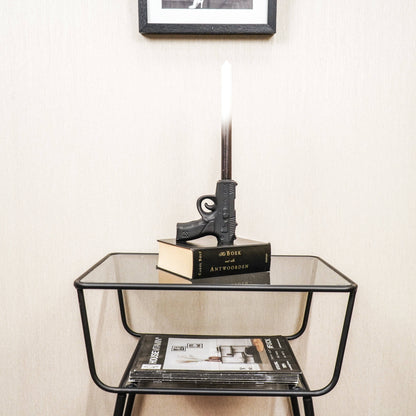 Bougeoir - Pistolet - Céramique - Noir - 12x5x12cm