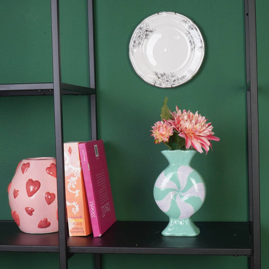 Flower vase - Caramel candy - Ceramic - Lilac/Mint - 12x6.5x20cm