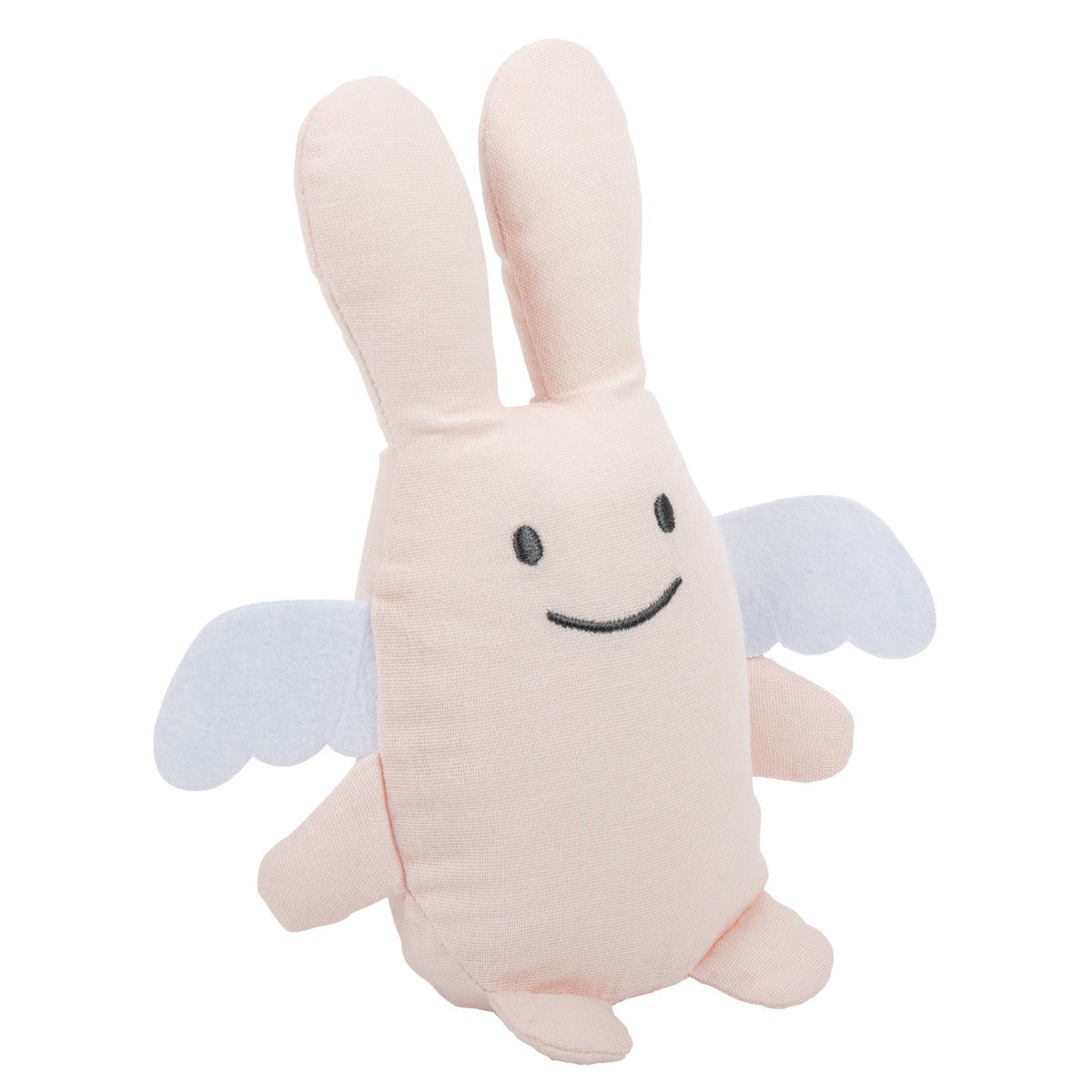Ange Lapin Doudou avec Hochet - Coton Bio Rose