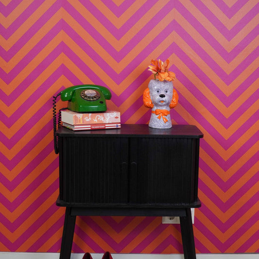 Vase - Dog Flower Vase - Lilac/Orange - 15.5x12.5x21cm