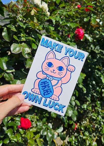Riso print Lucky Cat “Make your own Luck”