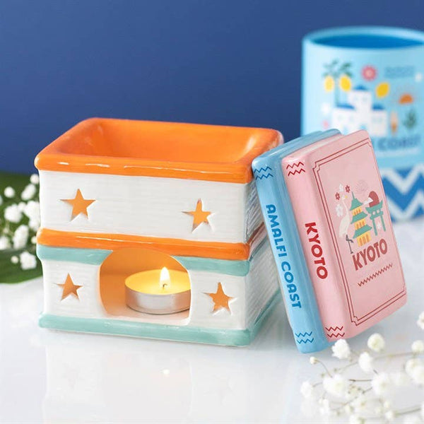"Stack of Travel Books" Oil Burner and Wax Warmer