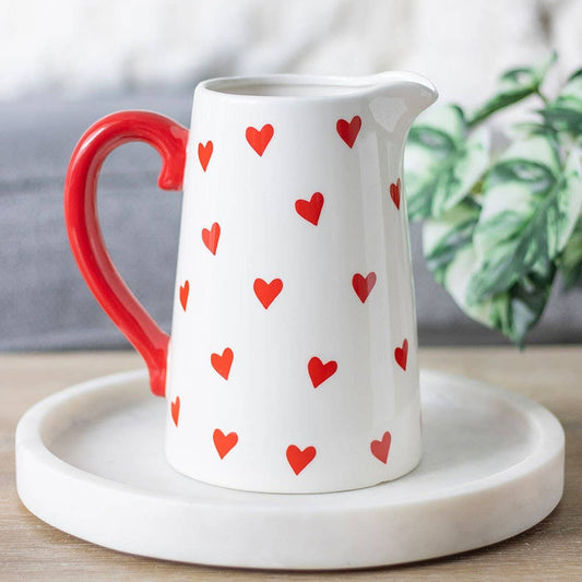 Ceramic Carafe with Heart Print