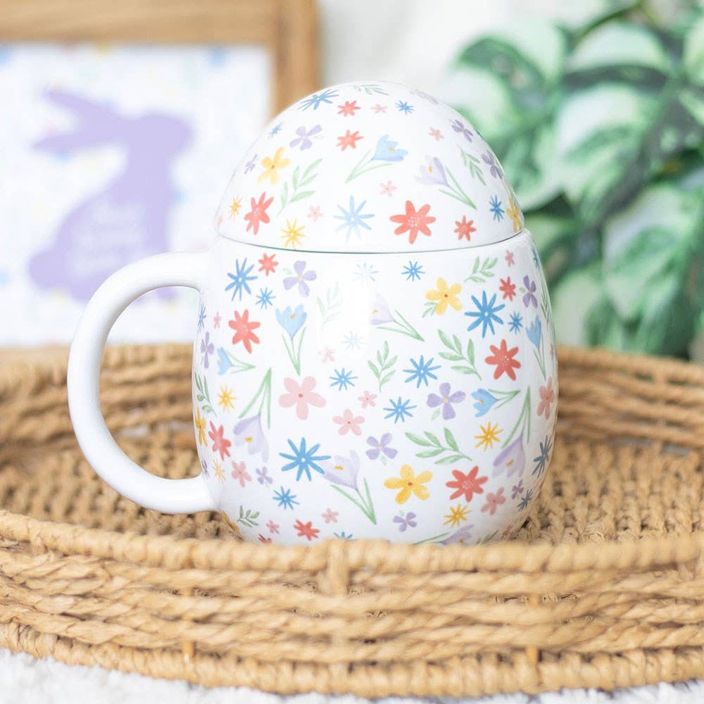 Easter egg mug with spring floral print